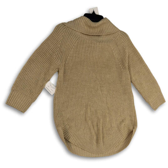 NWT Womens Beige Knitted Long Sleeve Cowl Neck Pullover Sweater Size M image number 2
