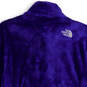 Womens Purple Fleece Mock Neck Long Sleeve Full-Zip Jacket Size Large image number 4