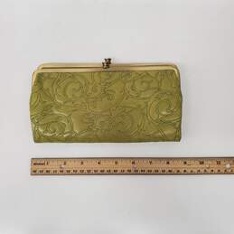 HOBO Lauren Olive Green Leather Embroidered Sundial Purse Wallet