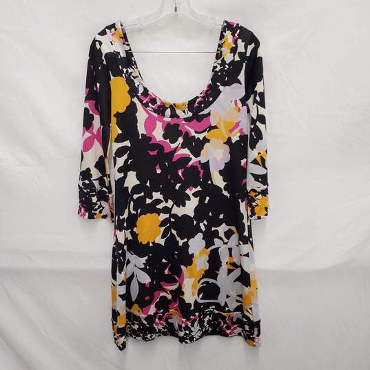 Diane Von Furstenberg 100% Silk Floral Scoop Neck Mini Dress Size 6 image number 2
