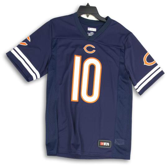NFL Mens Navy Blue Chicago Bears Mitchell Trubisky #10 Pullover Jersey Size S image number 1