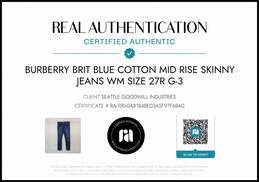 Burberry Brit Women's 'Earlham' Blue Denim Straight Leg Jeans Size 27R w/COA alternative image