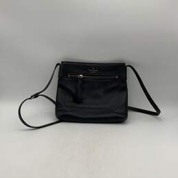 Kate Spade New York Womens Black Leather Pocket Adjustable Strap Crossbody Bag