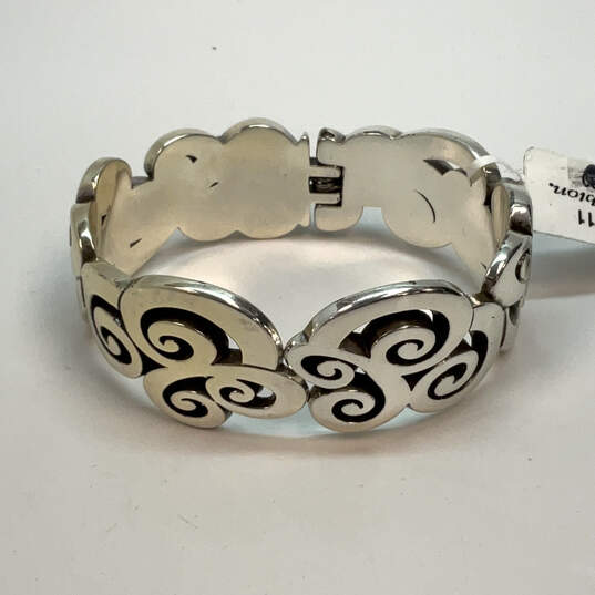 Designer Brighton Silver-Tone Open Work Scroll Hinged Bangle Bracelet image number 3