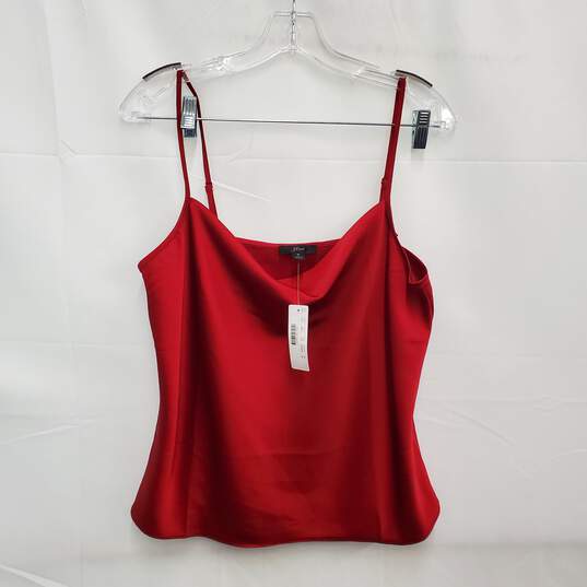 NWT J. Crew WM's 100% Polyester Red Draped Satin Top Size M image number 1
