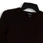 Womens Brown Round Neck Long Sleeve Knitted Pullover Sweater Size XS image number 3