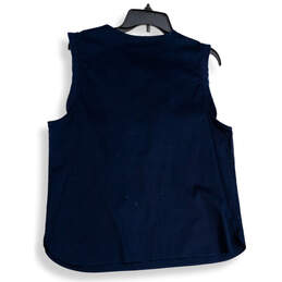 Womens Blue Ruffle Sleeveless Round Neck Pullover Blouse Top Size 14 alternative image