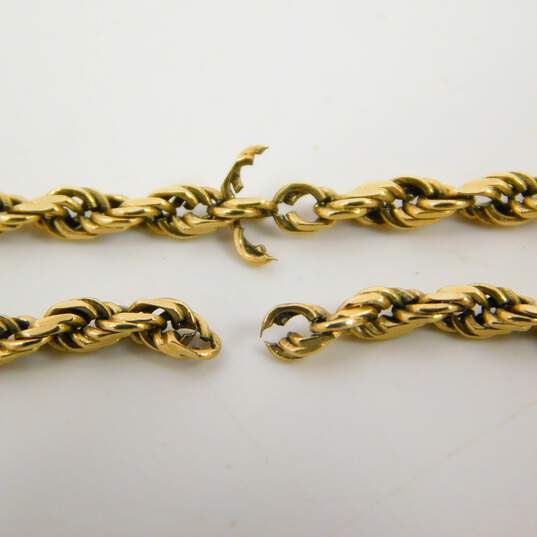 14K Yellow Gold Rope Chain Necklace for Repair 10.3g image number 4
