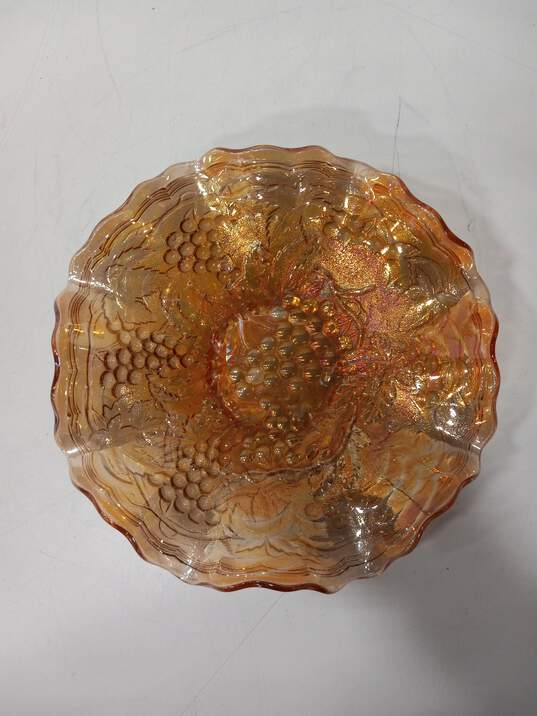 Orange Carnival Glass Ruffled Bowl image number 2