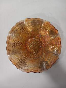 Orange Carnival Glass Ruffled Bowl alternative image