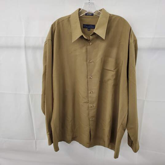 Oscar de la Renta Brown Button Up Shirt Men's Size XL image number 1