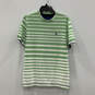 NWT Mens Green White Striped Crew Neck Short Sleeve Pullover T-Shirt Size S image number 1