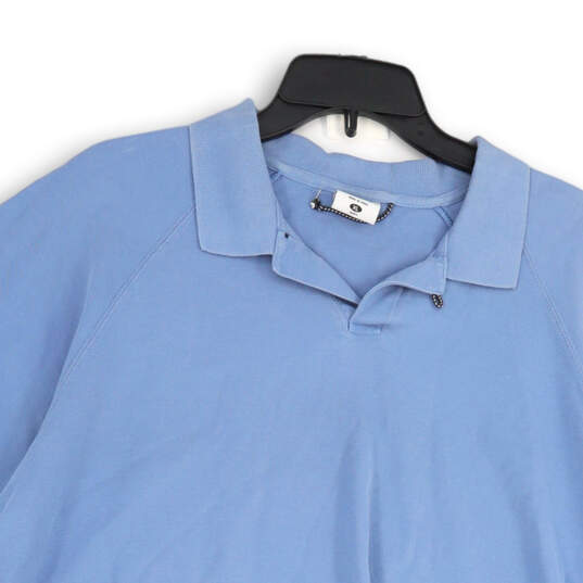 Mens Blue Spread Collar Short Sleeve Pullover Classic Polo T-Shirt Size XL image number 3