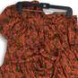 NWT Womens Orange Floral Ruffled Tiered Side Zip Midi A-Line Skirt Size XL image number 3