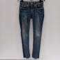 Girls Blue Denim Medium Wash Pockets Stretch Comfort Skinny Jeans Size 7 image number 1