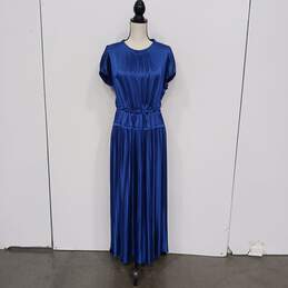 Rebecca Taylor Women's Blue Pleated Sleeveless Maxi Dress Size XL NWT