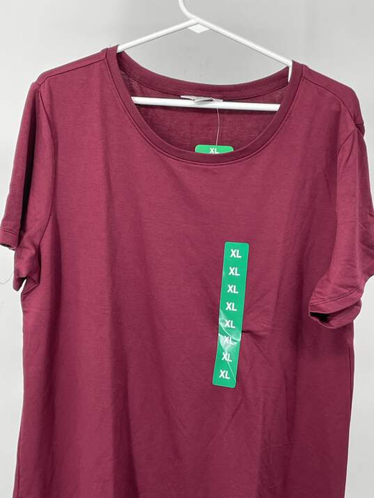 Womens Wine Short Sleeve Round Neck Sport T-Shirt Size XL T-0528908-F image number 2