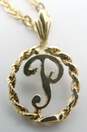 14k Yellow Gold 'P' Initial Pendant Necklace 3.9g image number 3