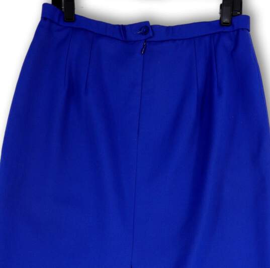 Womens Blue Flat Front Back Zip Knee Length Straight & Pencil Skirt Size 14 image number 4