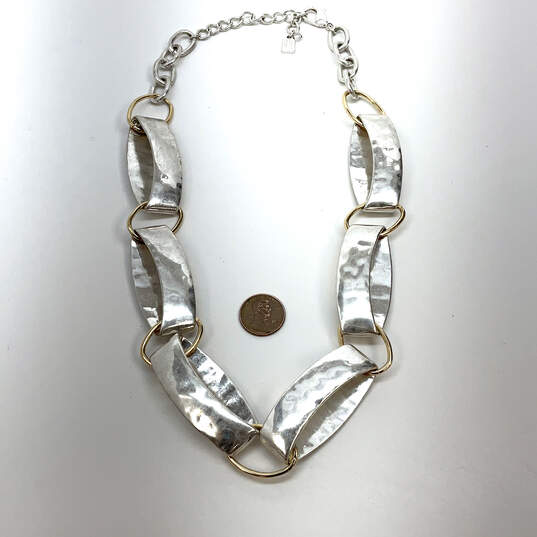 Designer Robert Lee Morris Silver-Tone Soho Big Oval Shape Chain Necklace image number 3