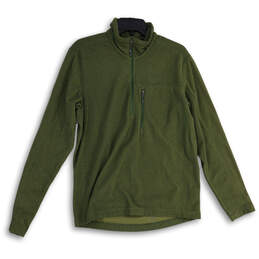 Mens Green Long Sleeve Mock Neck 1/2 Zip Pullover Jacket Size Medium
