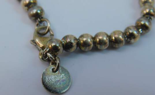 925 Tiffany & Co. Blue Enamel Heart Tag Ball Bead Bracelet W/ Pouch image number 6