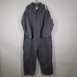 Mens Cotton Zipper Pockets Collared Long Sleeve One-Piece Coverall Size 3XL