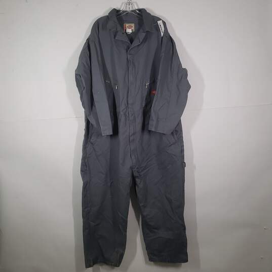 Mens Cotton Zipper Pockets Collared Long Sleeve One-Piece Coverall Size 3XL image number 1