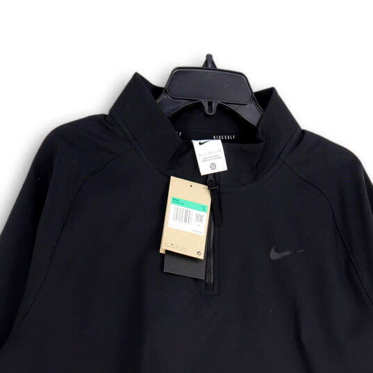 NWT Mens Black Mock Neck Long Sleeve Quarter Zip Golf Jacket Size XL image number 3