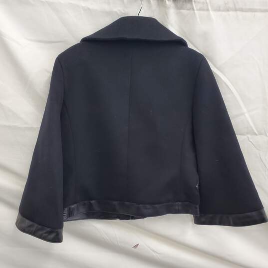 BCBGMAXAZRIA Women's Black Wool Leather Trim Cropped Jacket Size S image number 2