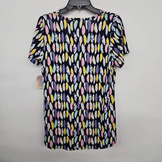LULA ROE Multicolor Feather Print Short Sleeve Shirt image number 2