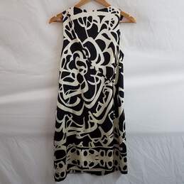 Eci New York 100% Silk Sleeveless Navy Ruffle Sheath Floral Dress Black/White Size 4 alternative image