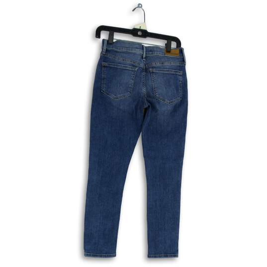 NWT Express Womens Blue Denim Medium Wash Ankle Slit Skinny Jeans Size 4P image number 2