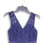 Womens Blue Lace Sleeveless V-Neck Back Zip Short A-Line Dress Size 4P image number 3