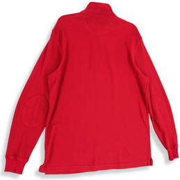 Mens Red Mock Neck Side Slit 1/4 Zip Long Sleeve Pullover Sweatshirt Size L alternative image