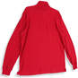 Mens Red Mock Neck Side Slit 1/4 Zip Long Sleeve Pullover Sweatshirt Size L image number 2