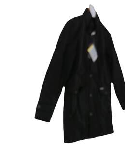 NWT Mens Black Collared Long Sleeve Pockets Trench Coat Size Small alternative image