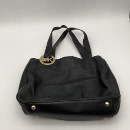 Womens Black Leather Inner Pockets Bottom Studs Double Handle Shoulder Bag alternative image