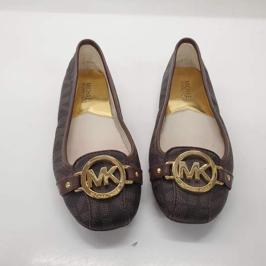 Michael Kors Women's Brown Coated Canvas Monogram Flats Size 6.5 image number 1
