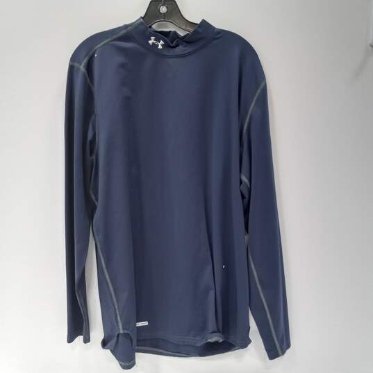 Under Armour Men's Indigo Cold Gear Fitted Long Sleeve Shirt Size 2XL image number 1