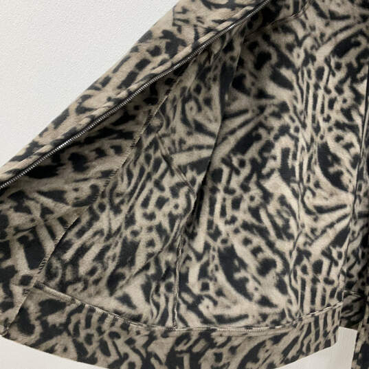 Womens Beige Animal Print Asymmetrical Zip Mock Neck Vest Jacket Size 2XL image number 6
