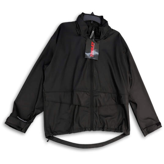 NWT Mens Black Long Sleeve Mock Neck Full-Zip Windbreaker Jacket Size Large image number 1