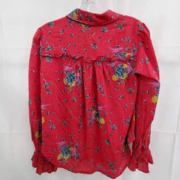 Maeve by Anthropologie Red Flower Patterned Blouse Size 2P alternative image