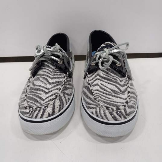 Sperry Top-Sider Zebra Print Sequin Boat Shoes Size 10 image number 1