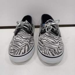 Sperry Top-Sider Zebra Print Sequin Boat Shoes Size 10