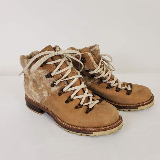 Woolrich Tan Wool Leather Lace Up Ankle Boots Women's Size 9 B image number 1