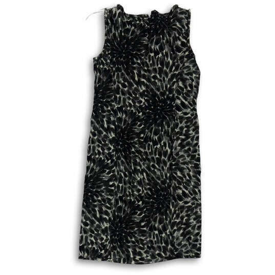 Womens Black Animal Print Sleeveless Back Zip Short Sheath Dress Size 00P image number 2
