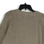 Mens Tan Knitted Cuffed Hem Crew Neck Long Sleeve Pullover Sweater Size XL image number 4