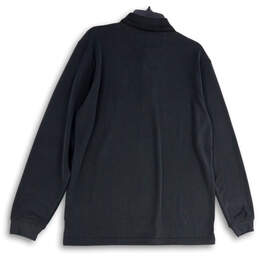 NWT Mens Black Striped Long Sleeve Button Collared Polo Shirt Size Medium alternative image