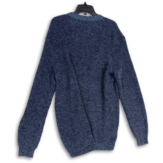 Mens Blue Knitted Long Sleeve Button Front Cardigan Sweater Size XL Tall image number 2